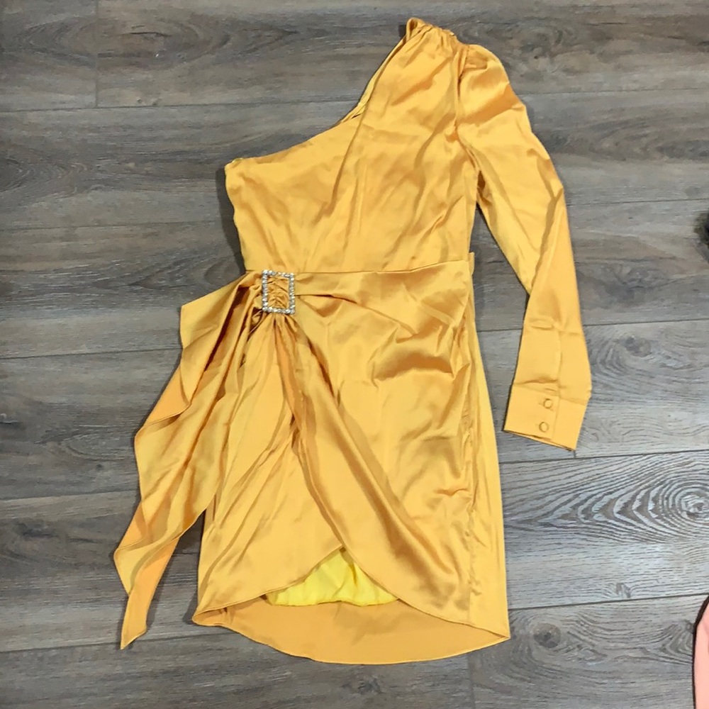 One Shoulder Satin Dress